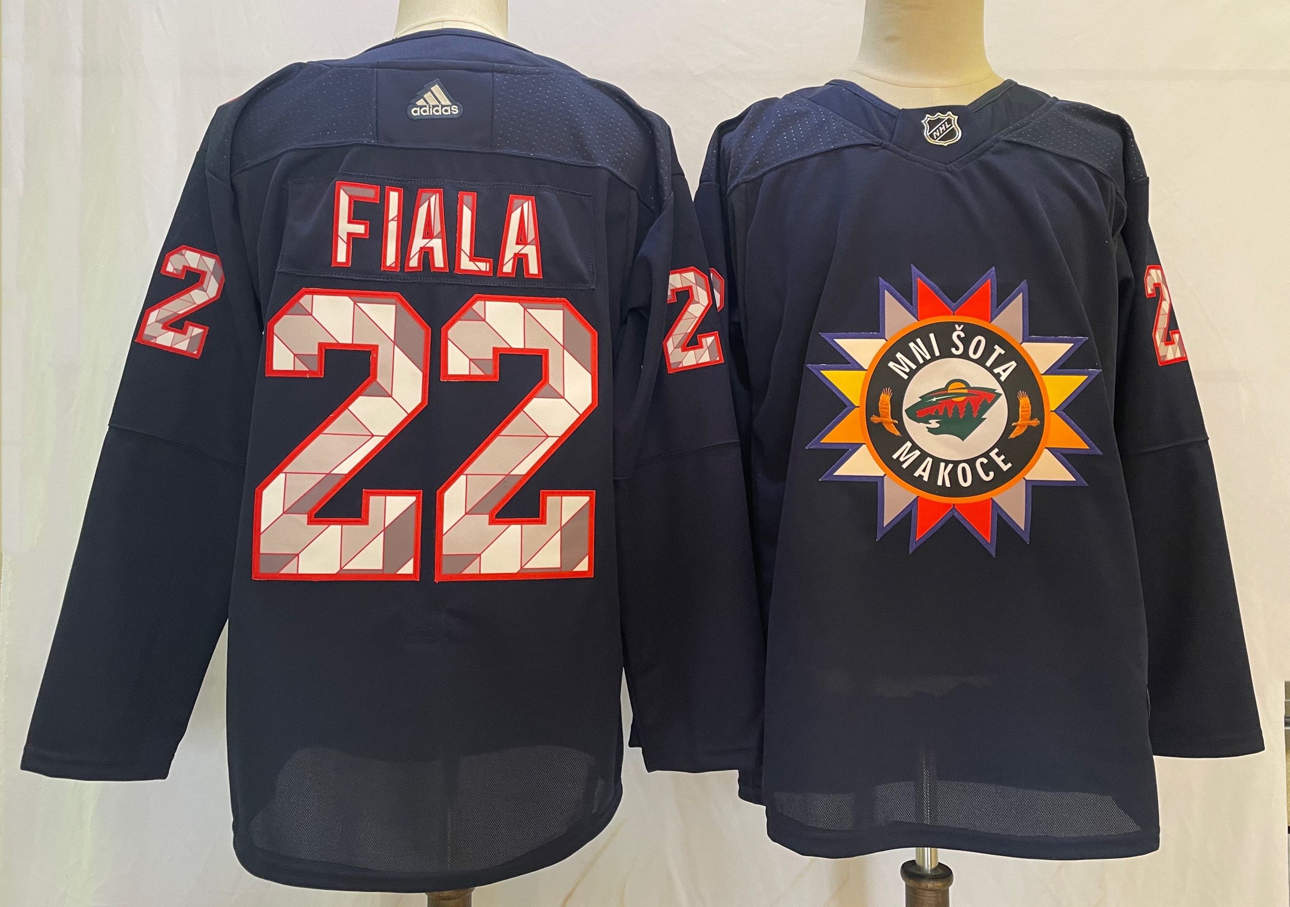 Men Minnesota Wild #22 Fiala Blue New 2022 Adidas NHL Jersey